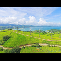 wind mills on the hilltops of lake arenal
 - Costa Rica