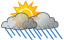 Some sun, then turning cloudy; a morning thunderstorm in parts of the area followed by occasional rain and a thunderstorm in the afternoon